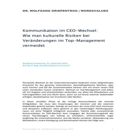 Kommunikation im CEO-Wechsel