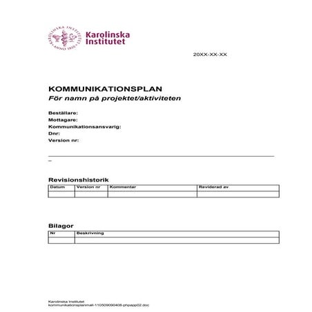 Kommunikationsplan mall