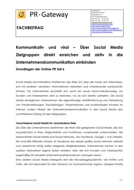Kommunikativ und viral - Über Socia...
