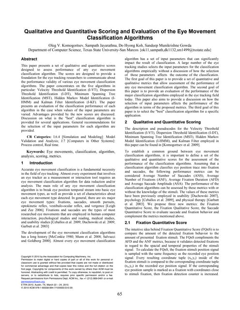 Komogortsev Qualitative And Quantitative Scoring And Evaluation Of The Eye Mo...