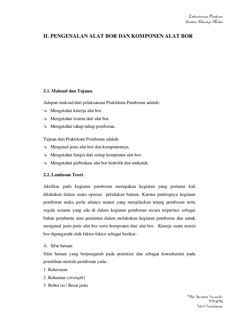 Komponen dan fungsi alatbor