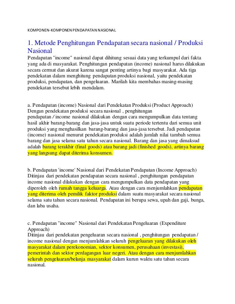 Komponen Pendapatan Nasional