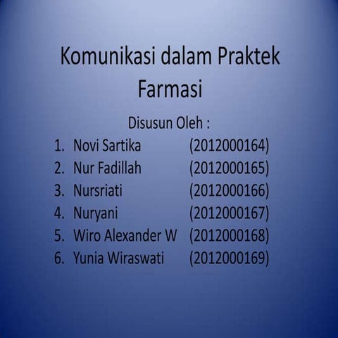 Komunikasi dalam praktek farmasi