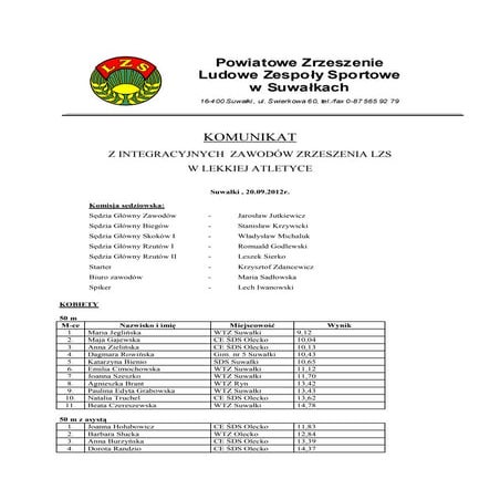 Komunikat 20.09.2012r