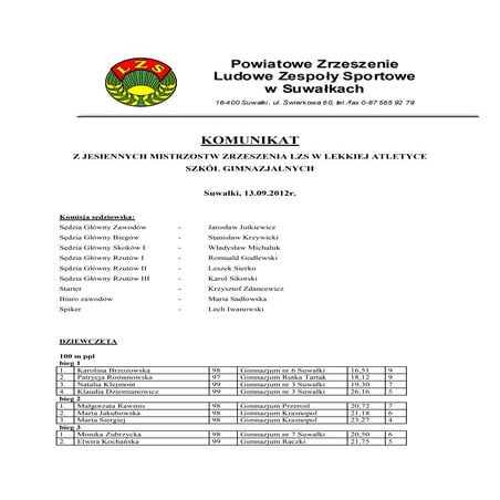 Komunikat z 13.09.2012