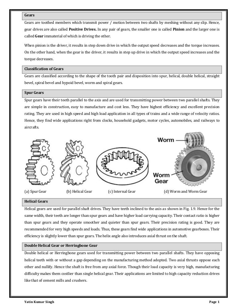 Gears and Gear Trains