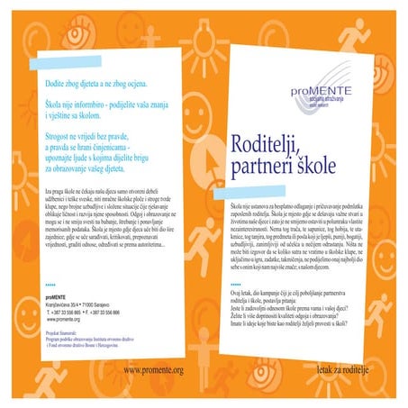 Roditelji-partneri škole: letak za roditelje | PDF