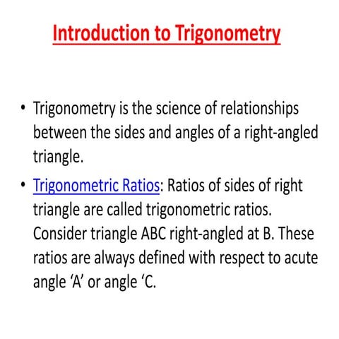 INTRODUCTION TO TRIGNOMETRY ppt