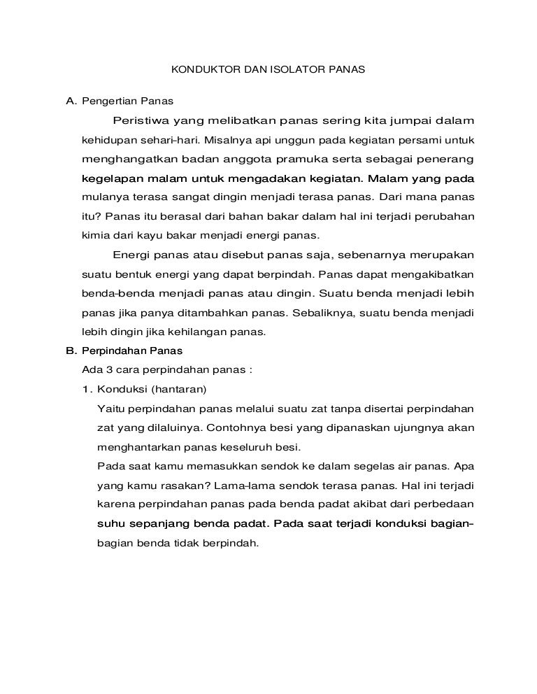 Konduktor dan isolator panas Konduktor dan isolator panas