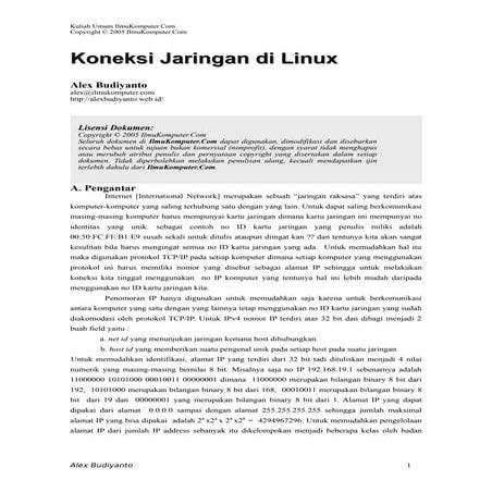 Koneksi jaringan linux