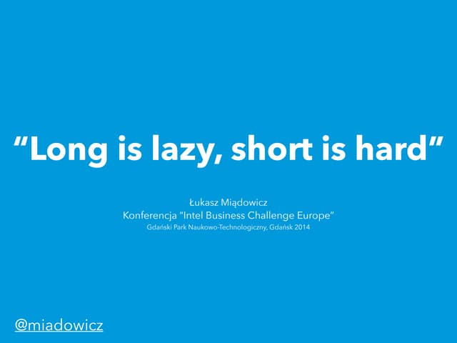 Konferencja Intel Business Challenge 2014 w Gdańskim Parku Naukowo-Technologi...