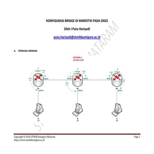 Konfigurasi Bridge Mikrotik Pada GNS3