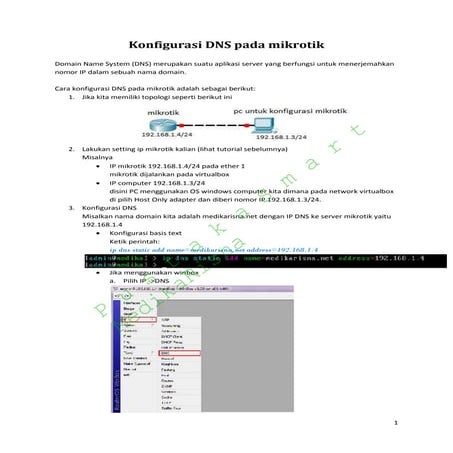 Konfigurasi dns pada mikrotik