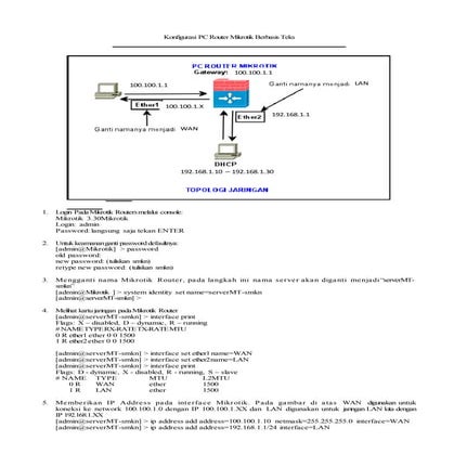 Konfigurasi pc router mikrotik berbasis teks