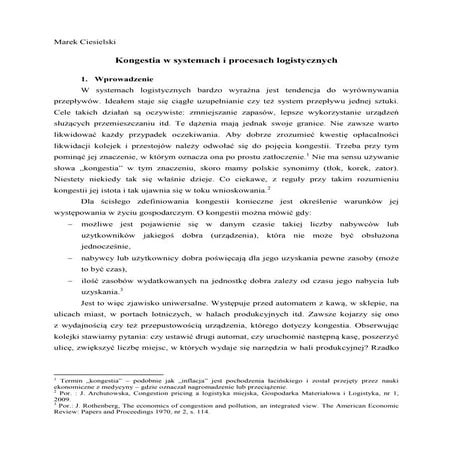 Kongestia w systemach i procesach logistycznych | PDF