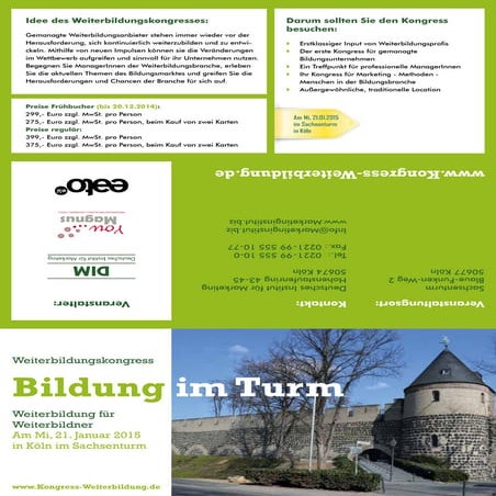 Kongress   Bildung im Turm - Köln 21.01.2015 Weiterbildung für Weiterbildner