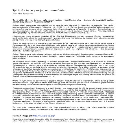 Koniec ery wojen muzulmanskich - Manifest 