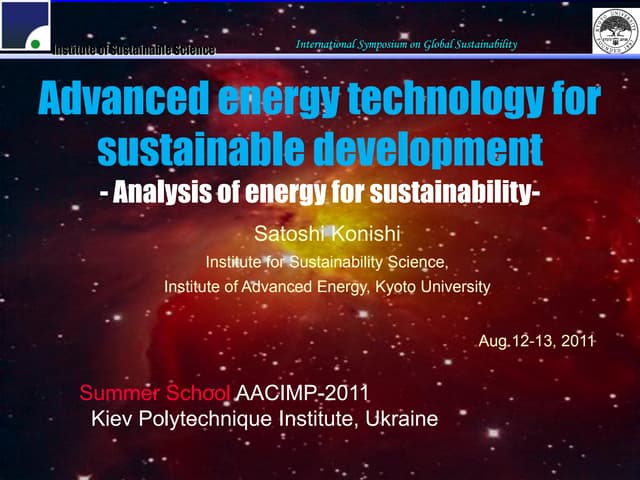 Advanced energy technology for sustainable development. Part 2