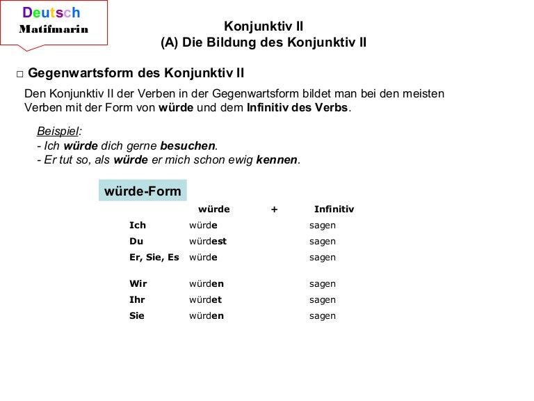 Konjunktiv II Einführung