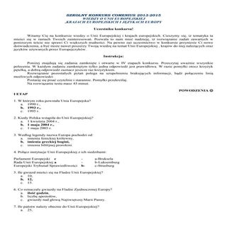 Konkurs Comenius  UE + klucz 