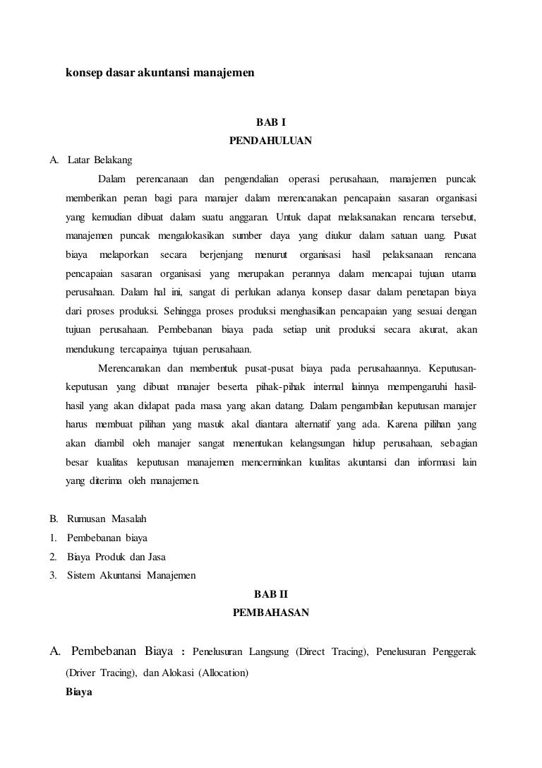 Konsep Dasar Akuntansi Manajemen