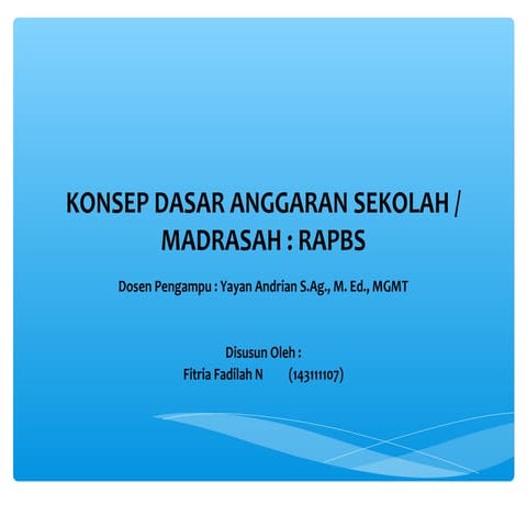 Konsep dasar anggaran sekolah/madrasah