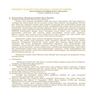 Konsep dasar dan ruang lingkup msdm