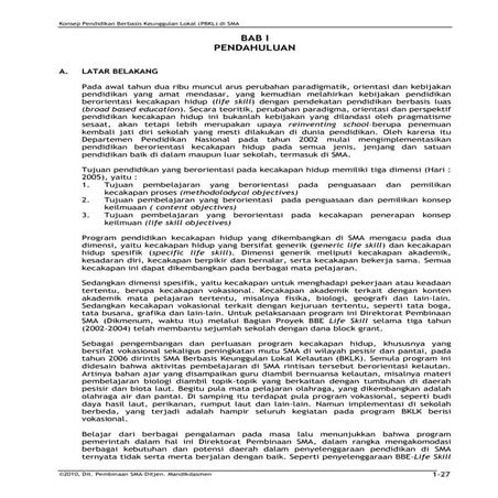 Konsep Pendidikan Berbasis Keunggulan Lokal (PBKL) di SMA