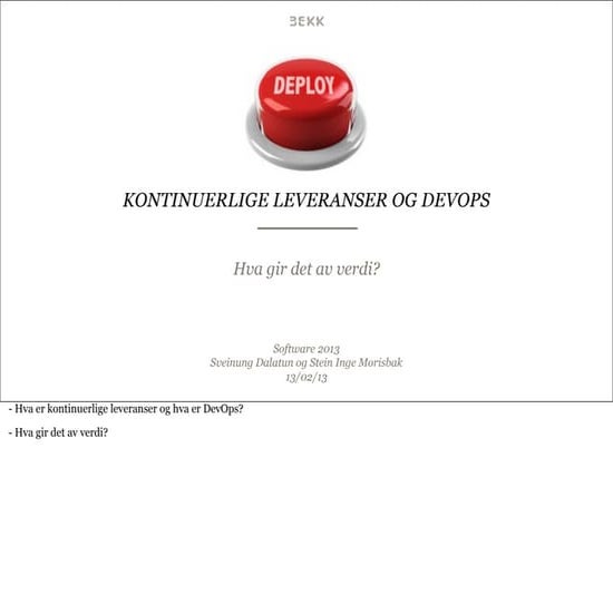 Verdien av kontinuerlige leveranser