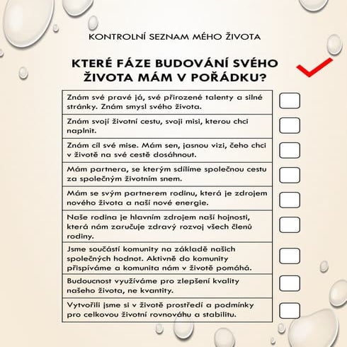 KONTROLNÍ SEZNAM VAŠEHO ŽIVOTA