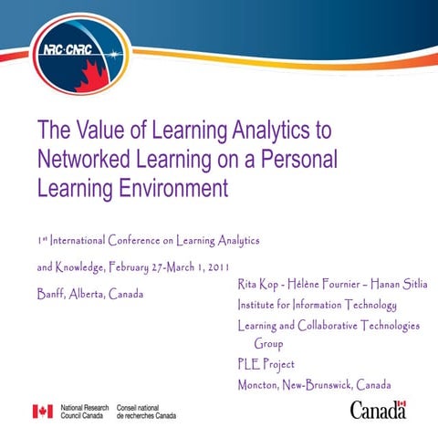 Kop and Fournier Learning Analytics Banff feb11