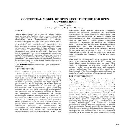 CONCEPTUAL MODEL OF OPEN ARCHITECTURE FOR OPEN GOVERNMENT