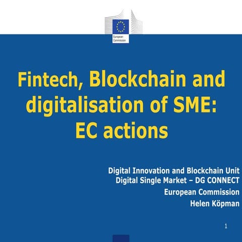 Fintech, Blockchain and digitalisation of SME: EC action
