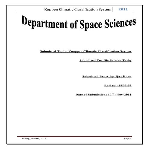 Koppen classification 2011