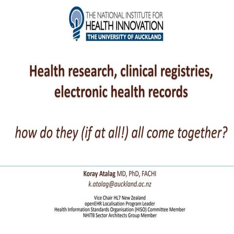 Health research, clinical registries, electronic health records – how do they...