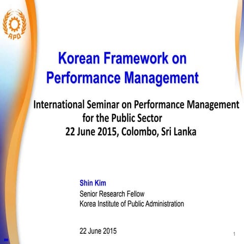 Korean framework on performance management 