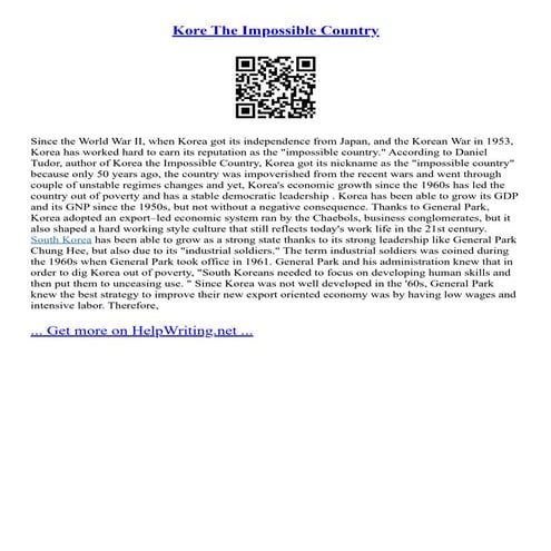 Kore The Impossible Country | PDF