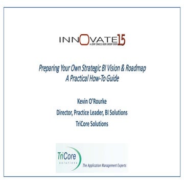 Preparing Your Own Strategic BI Vision and Roadmap: A Practical How-To Guide