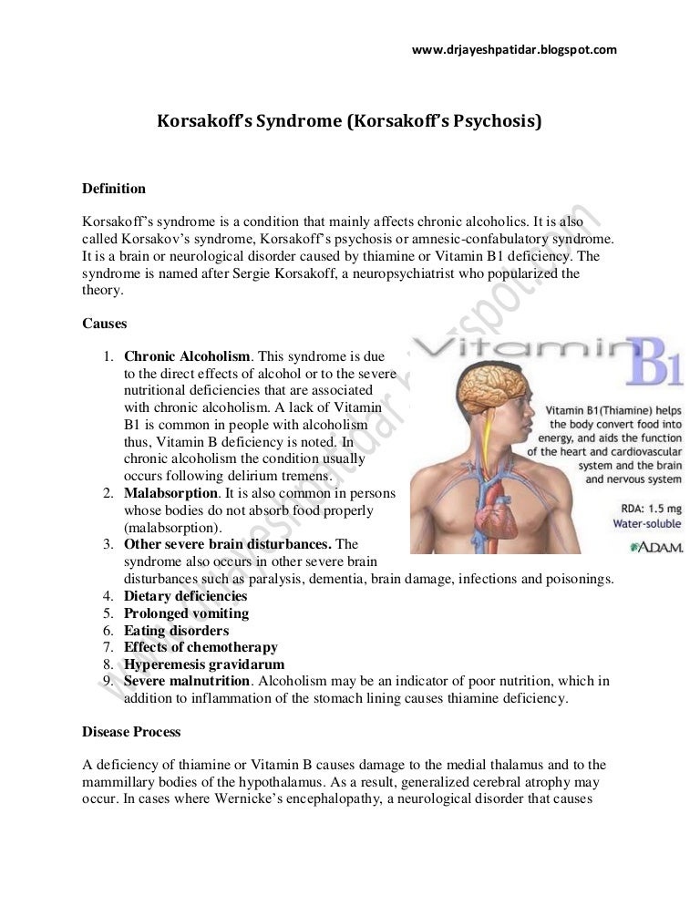 Korsakoff’s syndrome (korsakoff’s psychosis)