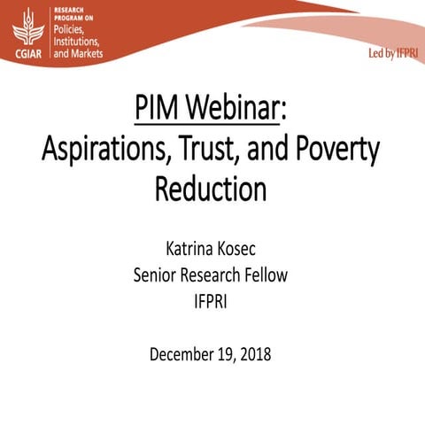 WEBINAR: Aspirations, trust, and poverty reduction