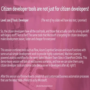 Citizen Developer Tools - session at SPS New England 10/20/2018