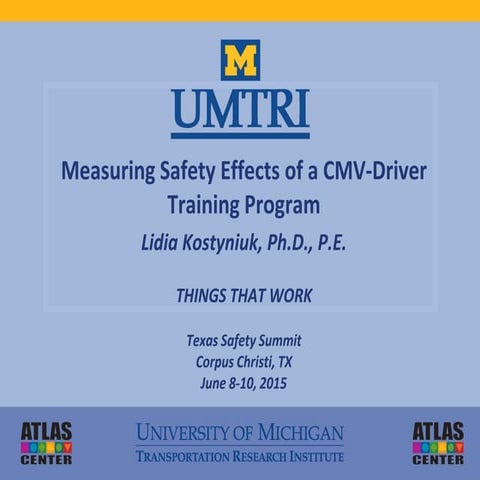 Measuring Safety Effects of Commercial Motor Vehicle Driver Training Program