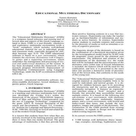 Educational Multimedia Dictionary
