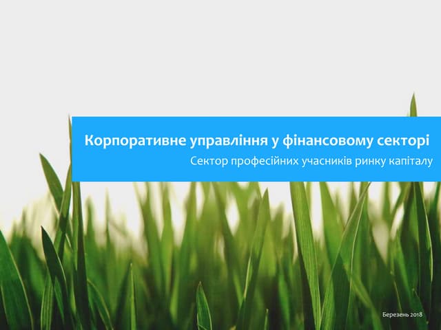 Корпоративне управління у фінансовому секторі. Сектор професійних учасників ринку капіталу