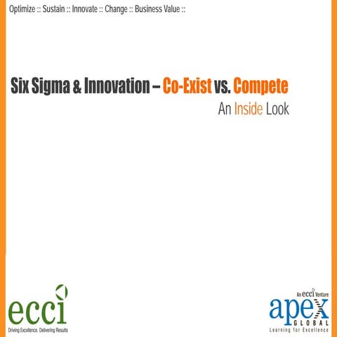 Six Sigma and Innovation, Coexist vs. Compete (iNugget Issue Jul 21 - Aug 1, ...