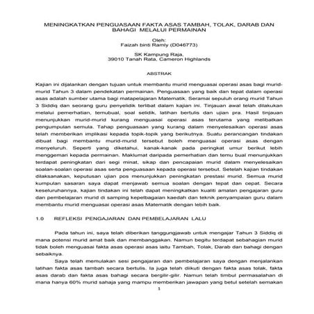 Kajian Tindakan Fakta Asas Matematik