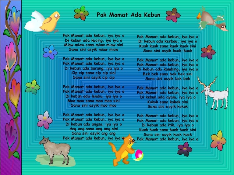 Lirik Lagu Pak Ali Ada Kebun / Lirik Lagu Pak Mamat Ada Kebun - Suku