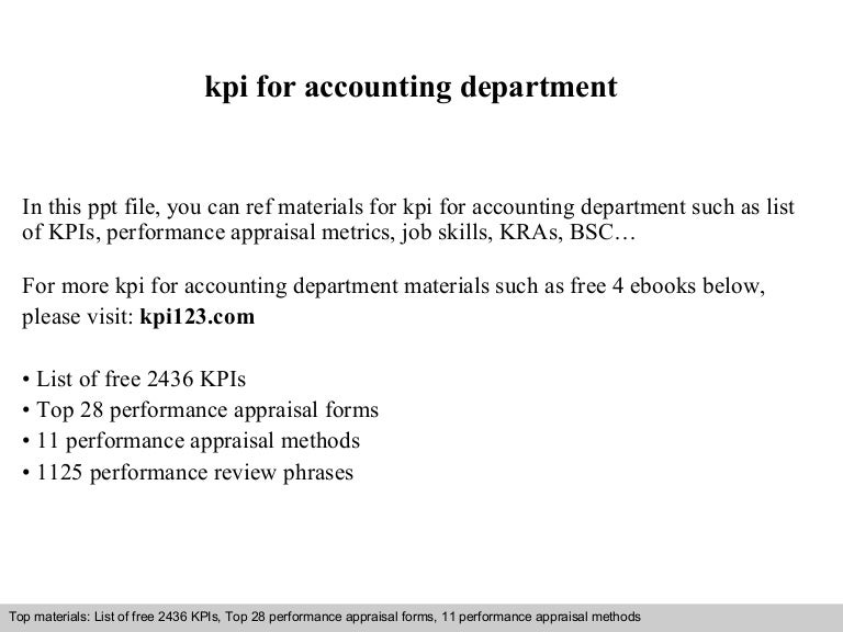 kpi for accounting department