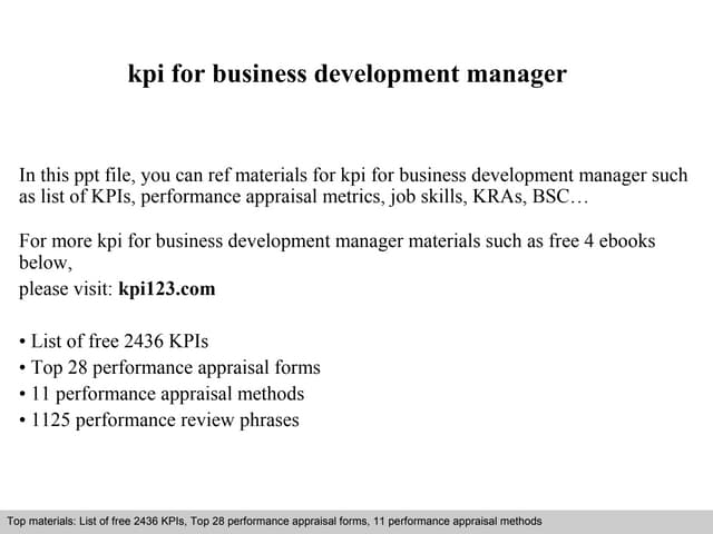 Kpi for business development manager
