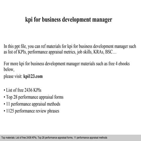Kpi for business development manager